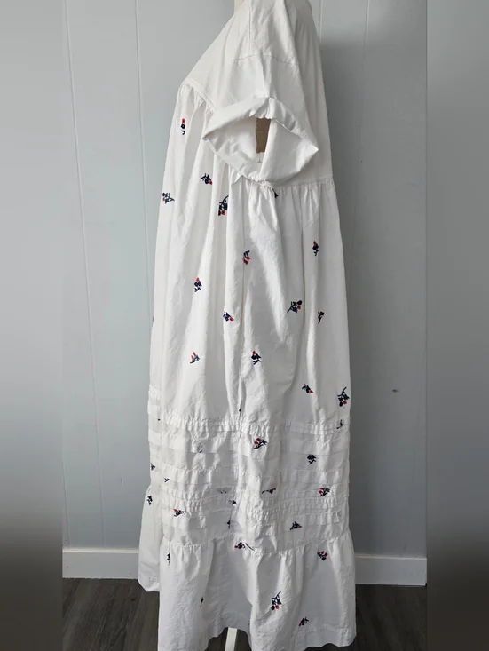 Pilcro White Maxi Dress with Navy and Coral Embroidery - Picture 5 of 8